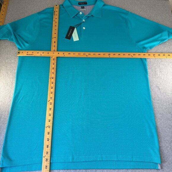 NWT Peter Millar Size 2XL Blue Polo Shirt Cotton Blend Perfect Pique Tee Men's - Picture 6 of 11